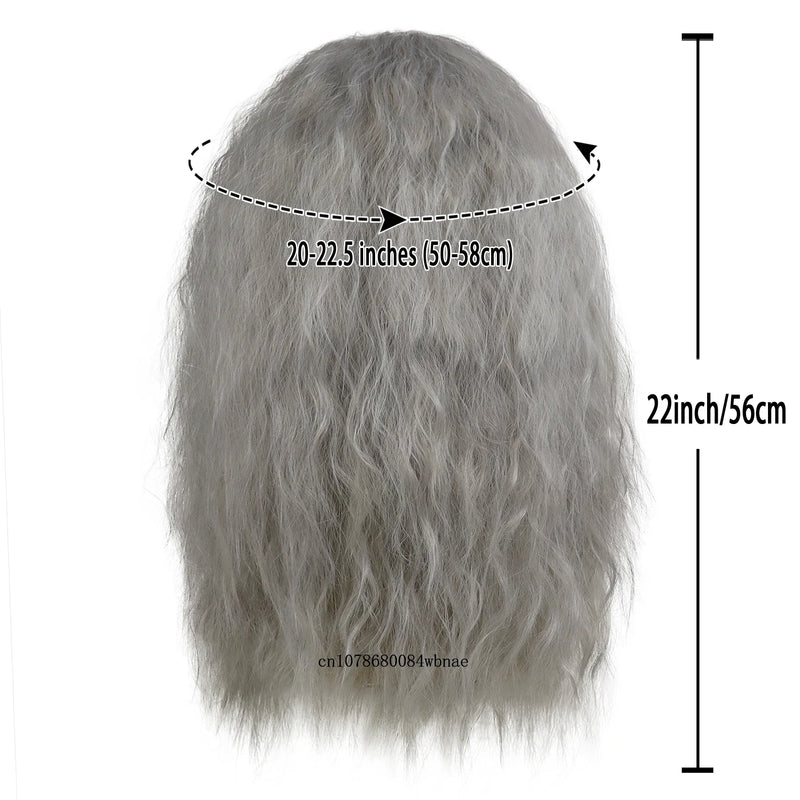 Dumbledore Wigs Synthetic Hair Long Curly Wavy Wizard Grey Wig and Beard for Men Cosplay Accessory Party Halloween Dress Costume