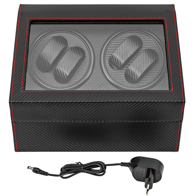 Carbon Fiber PU Leather Watch Winder Automatic Rotation Watches Storage Box Display Case Electric Turntables