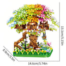 Building block toy pink cherry blossom treehouse rainbow treehouse building block children's parent-child assembly toy