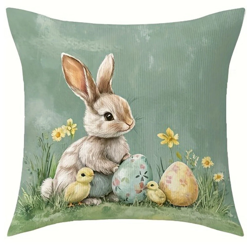 Easter decoration pillow cover rabbit chick and egg print soft and comfortable sofa cushion cover home room decoration