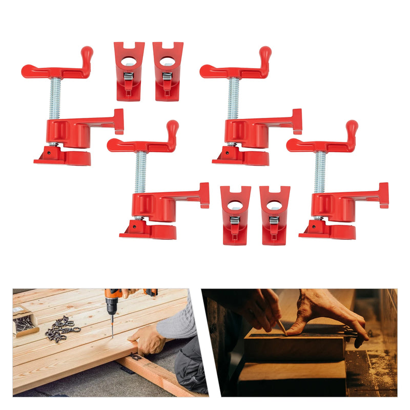 4 Pack 3/4" Wood Gluing Pipe Clamp Set Heavy Duty PRO Cast Iron Quick Release Bar Clamps Kit with Wide Base for Woodworking