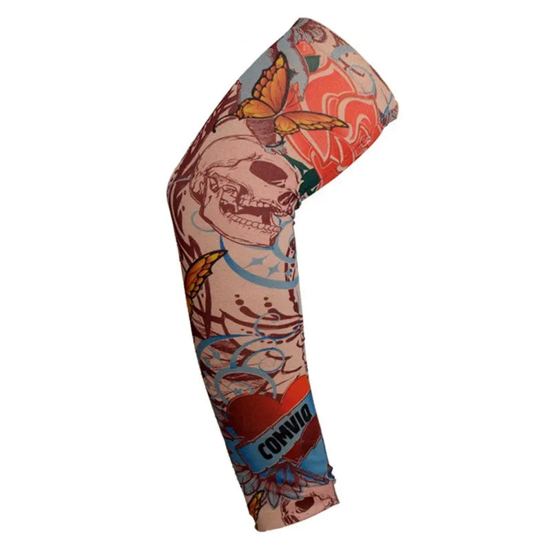 1Pcs New Flower Arm Tattoo Sleeves Seamless Outdoor Riding Sunscreen Arm Sleeves Sun Uv Protection Arm Warmers For Men Women