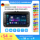 ESSGOO Android 14 4G 64G For Volkswagen Passat b6 b7 golf 5 6 Polo Jetta Skoda Car Radio Multimedia Player GPS WiFi RDS Carplay