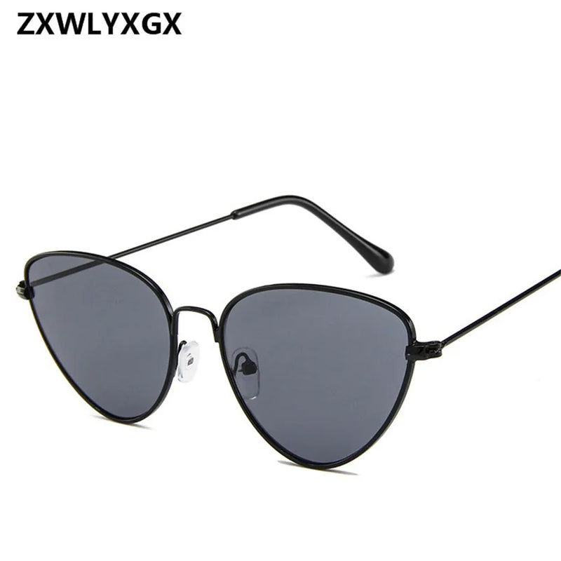ZXWLYXGX 2022 New Cat Eye Sunglasses Women Brand Trendy Tinted Color Vintage Shaped Sun glasses Famle Drop Shaped Ocean UV400