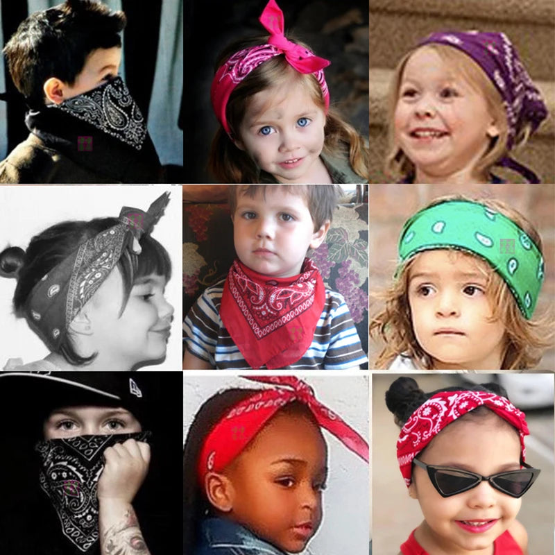 Fashion Women Bandana Scarf Girls Kids Punk Square Bandanas Headwear Bohemian Head Scarf Headbands Hair Accessories