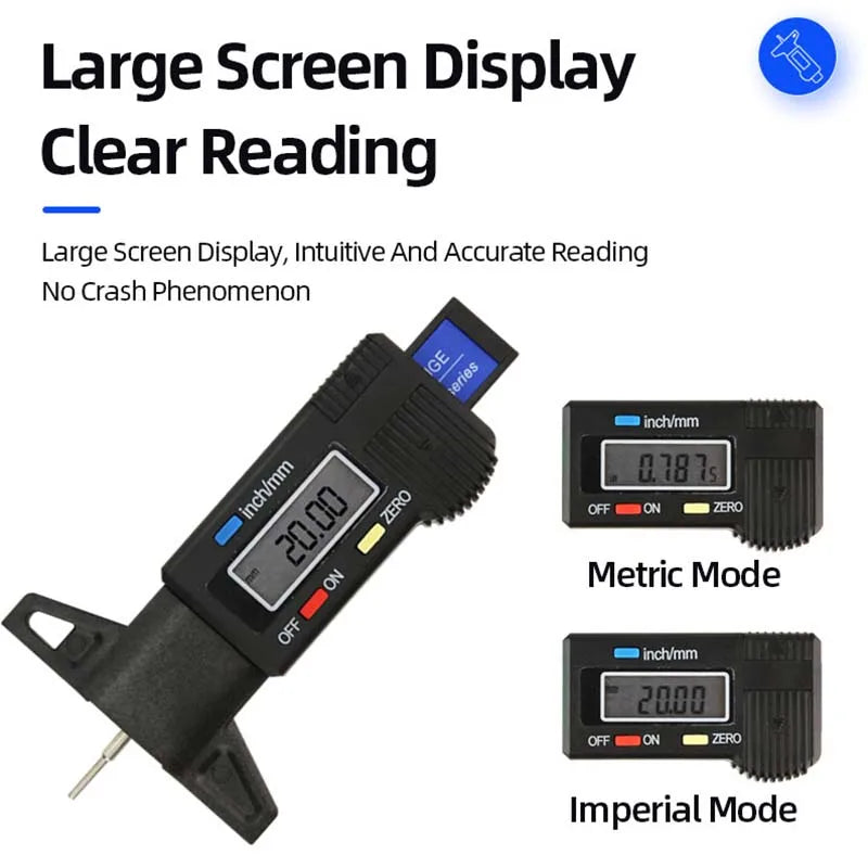 Digital Display Car Tyre Tire Tread Depth Gauge Meter Measurer Tool Caliper Thicknes Gauge Brake Pad Shoe Wear Monitoring System