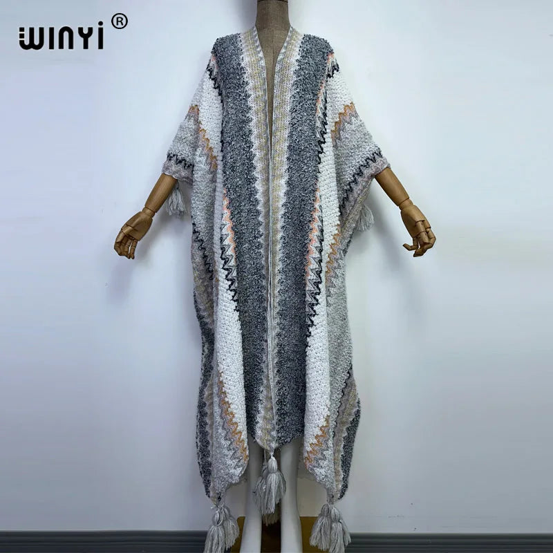 WINYI woman Winter Knitted cardigan coat Loose Christmas Fashion hipster party dress Thick Warm free size Female cloke overcoat