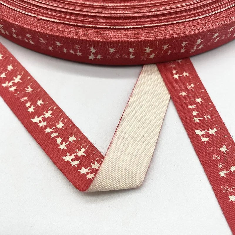 New 5yards 15mm Christmas Printed Polyester Cotton Ribbon DIY Wedding Christmas Party Gift Wrapping Supplies