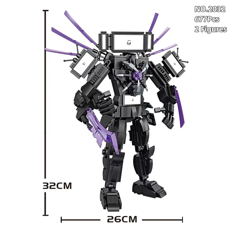 MOC Dark Tv Man Plus Skibidi Toilet Man Building Blocks Toys Titan Clock Man Female Model Diy Gift Toys For Children Kids