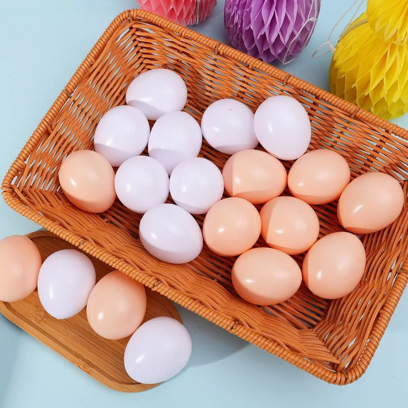 60/10PCS Plastic Simulation Eggs Easter DIY Painted Eggs Happy Eatser Fake Eggs Home Festive Party Decor Supplies Kids Gift Toys