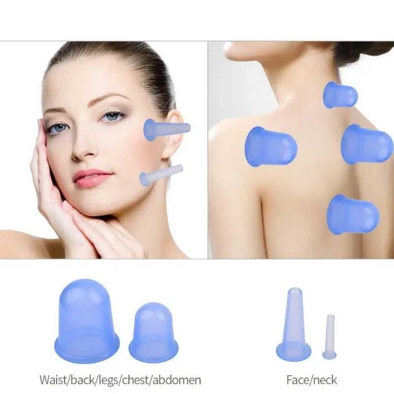 Silicone Vacuum Cupping Massage Jars Anti Cellulite Massage Facial Suction Cups Face Neck Lift Skin Scraping Guasha Anti Wrinkle