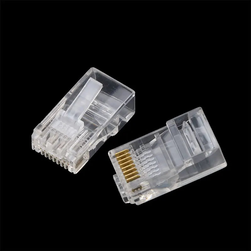 10-100PCS RJ45 CAT5 CAT5e 8P8C Modular Cable Head Plug Adapter Ethernet Gold Plated Network Connector Crystal Heads