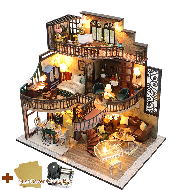 Cutebee Miniature Dollhous Japanese Style Doll House Accessories Furniture Miniatures Building Mini Wooden Roombox Toy Gift