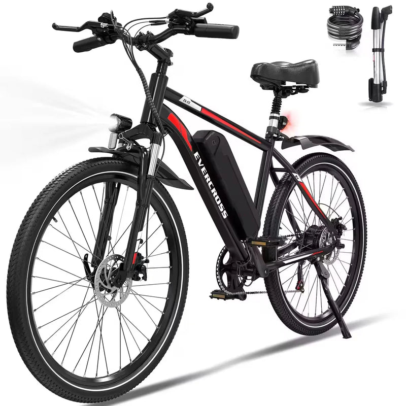 EVERCROSS TECH EK15 Electric bike adult, 26 E-boat with removable battery 36V 12Ah, 7 speeds, Range 35-90km