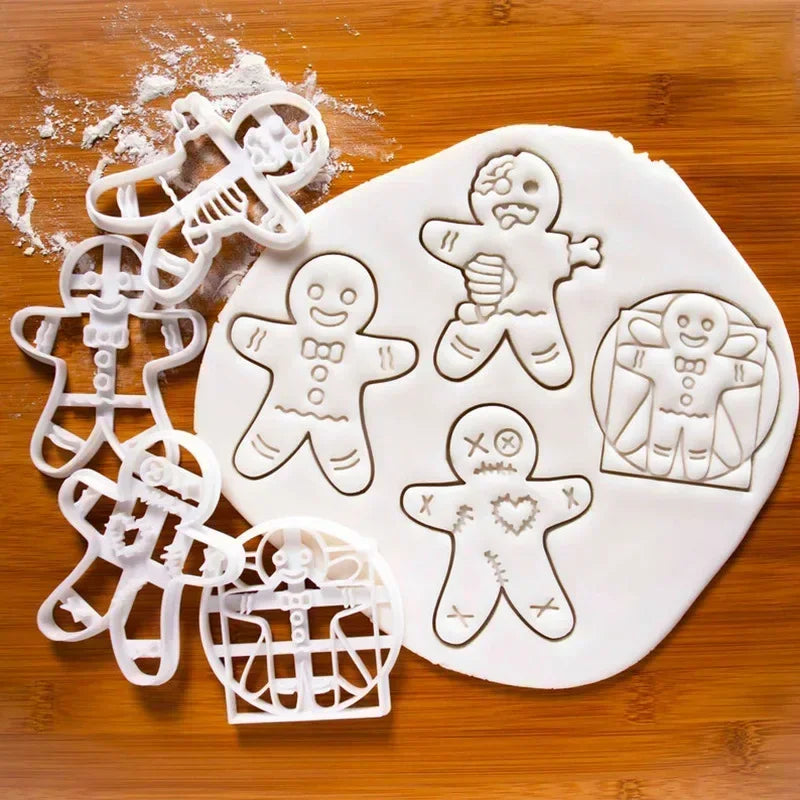 3/1pcs Christmas Gingerbread Cookie Cutter Gingerbread Man Skull Candy Biscuits Baking Mould For Xmas Halloween Party Cake Decor