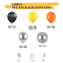 115PCS Orange Black Yellow Silver Construction Party Balloon Garland Kit for Kids Birthday Baby Shower Party Decoration Supply