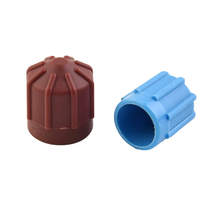 1 Pair Car A/C System Charging Port Service Cap R134a High Low Side Cap Brown Blue AC Cap Plastic Air Conditioning Accessorie