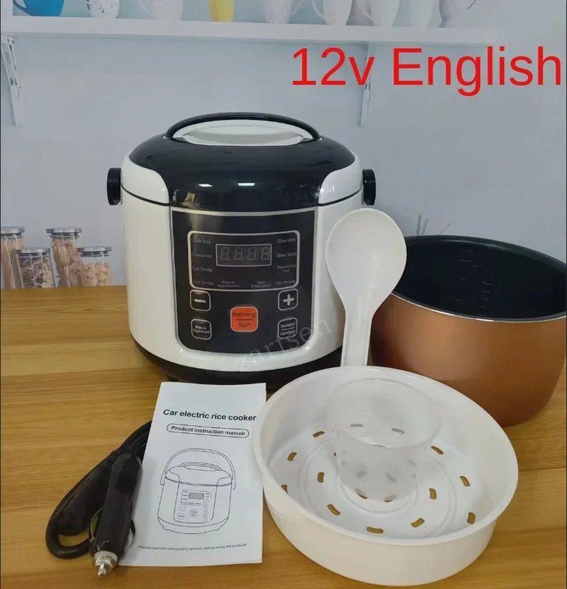 12V 24V Mini Rice Cooker Car Truck Soup Porridge Cooking Machine Food Steamer Heating Lunch Box Meal Heater Warmer 2L