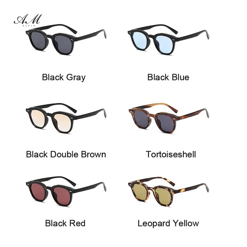 Round Vintage Sunglasses Women Brand Designer Sun Glasses Female Retro Fashion Rivet  Eyewear Black Mirror Oculos De Sol