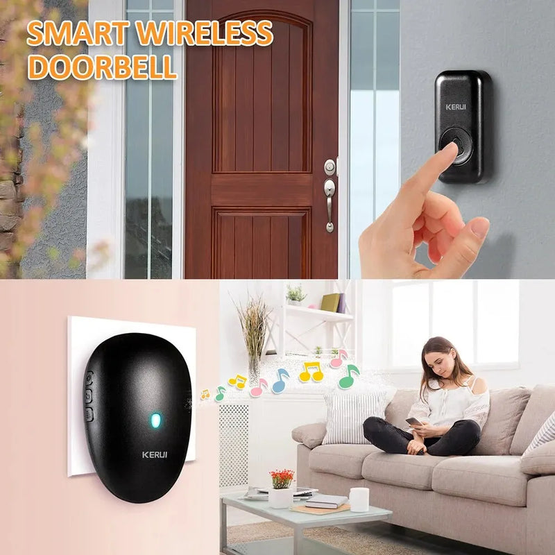 KERUI Wireless Doorbell for Home Waterproof Door Chime Kit 57 Chimes Melodies 4 Volume Smart Door Bell 2 Buttons +2 Receivers