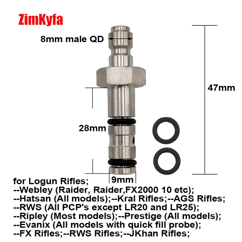 Air Filling Probe for FX Hatsan,BSA,Webley,SMK Artemis,Cricket,WEIHRAUCH,Walther Rotex R8 and RM8 Brocock Replacement