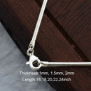 Elegant Simple Choker Collars Necklace For Women Real Pure 925 Sterling Silver Jewelry 16 18 20 22 24 Inch