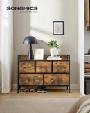 SONGMICS Dresser wardrobe 5 fabric drawers with handles metal rack industrial design