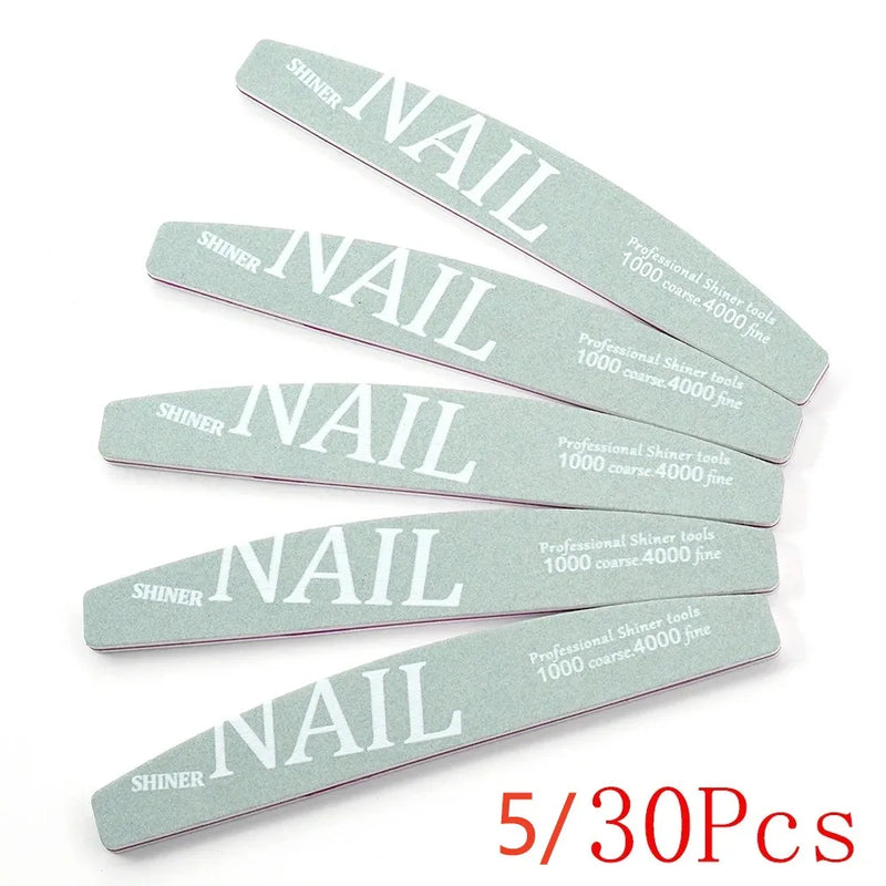 5/30Pcs Sponge Nail Buffer Block Strip 1000/4000 Grit  White Nail Sanding Buffer Nail Supplies For Professional Manicure Tools