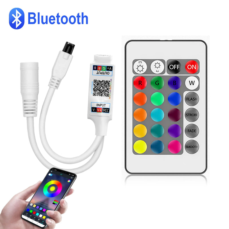 DC12V 4 Pin Bluetooth APP RGB LED Controller With 24 key IR Remote control or Bluetooth APP For DC12V 4 Pin RGB LED strip light