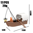 City Creativity Medieval Sailboats Drifting Raft Pirate Gunboat Desktop Ornaments Assemble Building Blocks Bricks Toys Gift