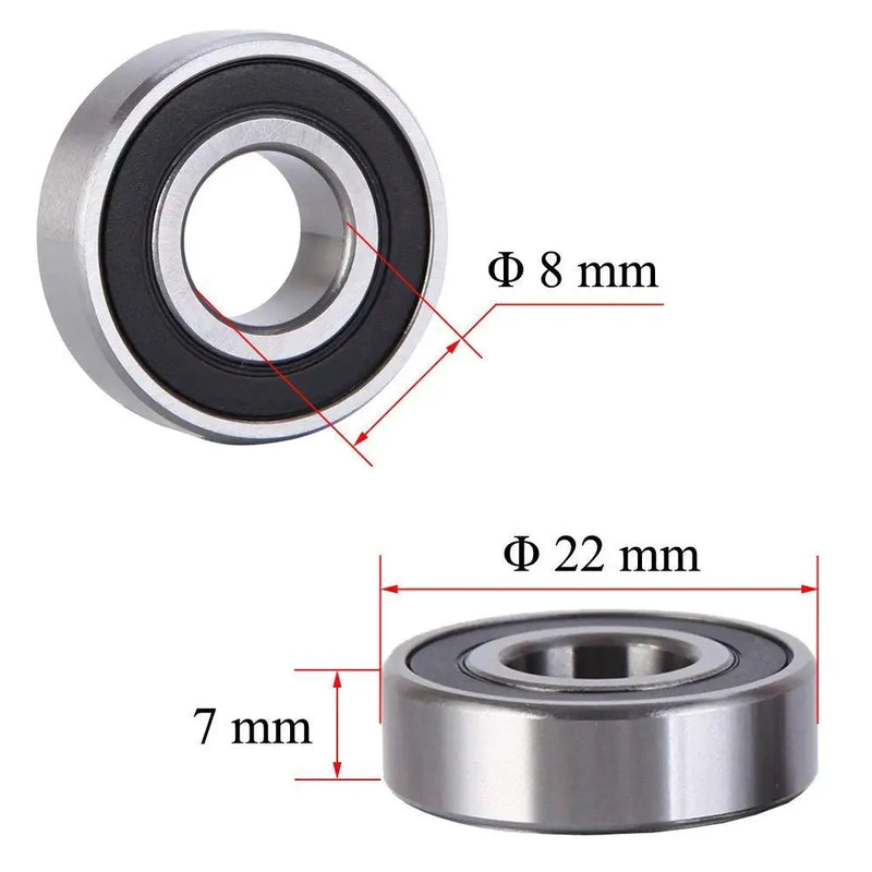 20Pcs 608-RS 608RS Ball Bearing Double Rubber Sealed Shielded 8mm x 22mm 7mm Miniature Deep Groove 608 2RS Bearings