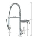 Nickel Kitchen Sink Faucet Pull Down Hot and Cold Water Mixer2 Mode Tap with Dual Spout 360 Rotation Flexible Deck Mounted
