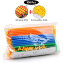 100pcs Children's DIY Educational Straw Blocks Creative Assembling And Building Toys Parent-child Interaction Kindergarten Gifts
