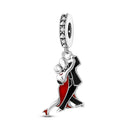 Silver Plated Boy Girl Couple Lovers Beads Charms Zirconium Dangle Fit Original Pandora Bracelet Necklace Jewelry Women