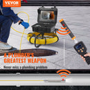 VEVOR Sewer Camera with 512Hz Locator IP68 9" Pipeline Inspection Camera w/DVR Function w/12 Adjustable LEDs and 16 GB SD Card