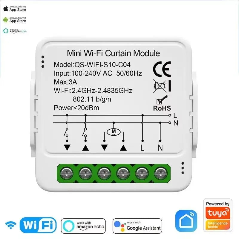 Tuya ZigBee/WiFi Smart Curtain Switch Module For Roller Shutter Blinds Motor QS-S10-C04/ECC02 Switch Support Google Home Alexa