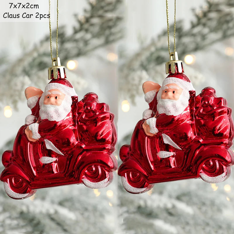 2pcs Christmas Decorations Santa Claus Snowman Ice Cream Christmas Tree Hanging Pendant Noel Natale Xmas Gift New Year Ornaments