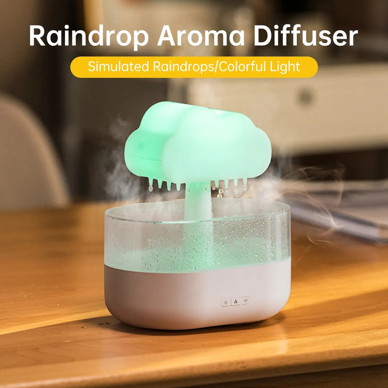 Rain Cloud Humidifier 200ML Essential Oils Aroma Diffuser With Water Drops And Colorful Night Light Mushroom Humidifier