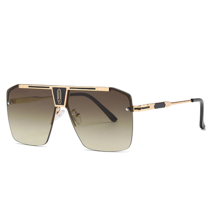 Gradient Square Sunglasses Men Women Trendy Vintage Brand Design Oversized Rimless Sun Glasses For Female Eyewear UV400 vintage