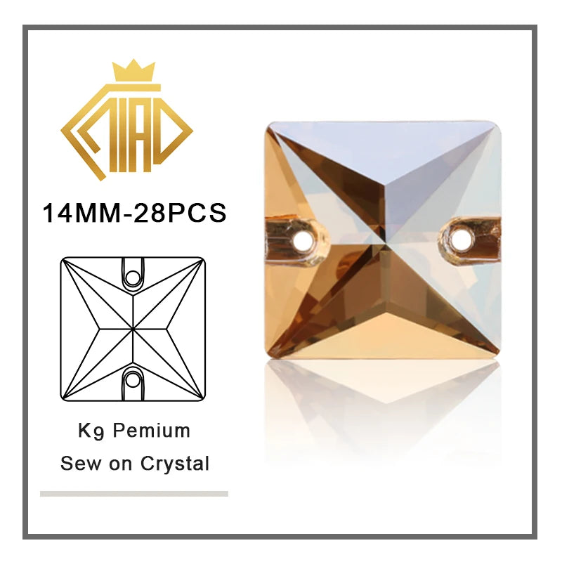 Gold Shadow Sew-on Rhinestone Needlework Champagne Multi-shape High Quality Crystal Glass For Garment Wedding Dress Decoration