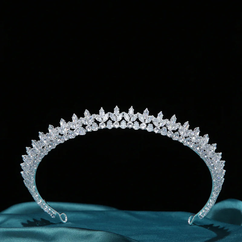 Princess Wedding Tiaras Crowns Bridal Headbands CZ Zirconia Bride Crown Headdress Birthday Party Prom Hair Jewelry Headpiece