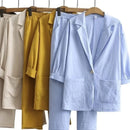 New European and American women's autumn commuting suit set, cotton and linen jacket pants, loose and fashionable casual wear
