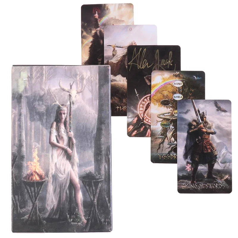 80pcs/box Runic Tarot Cards Oracle Cards Prophecy Fate Divination Family Party Board Game Beginner Card Fortune Telling Game