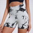 Women Tie Dye Hollow Seamless Yoga Shorts Leggings For High Waist Summer Fitness Running Cycling Sports Push Up Gym Shorts