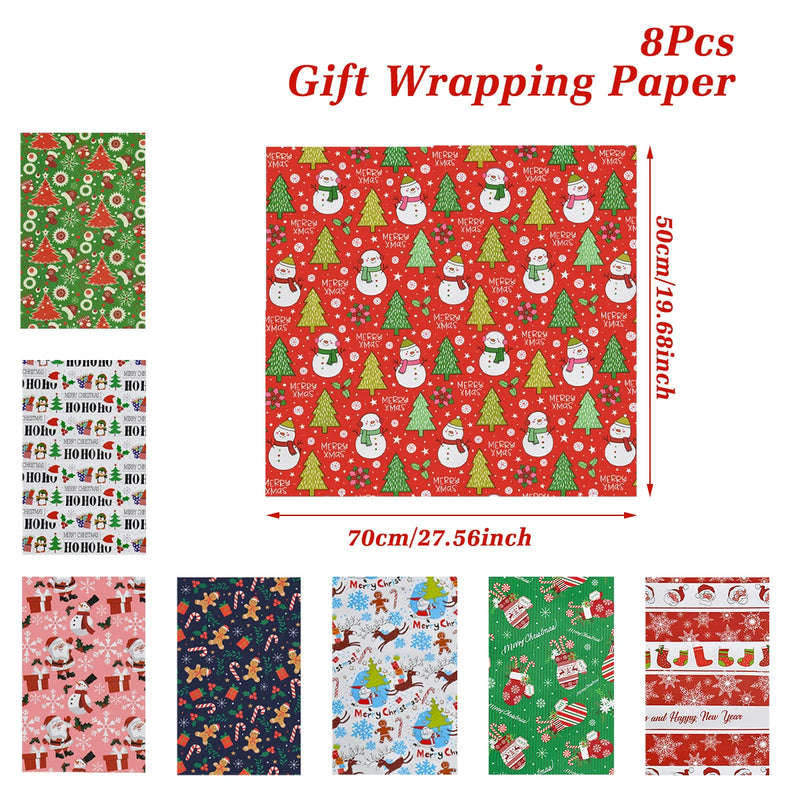 Christmas Gift Wrapping Paper Roll Merry Christmas Decoration For Home 2024 Navidad Noel Natal Kerst Happy New Year 2025