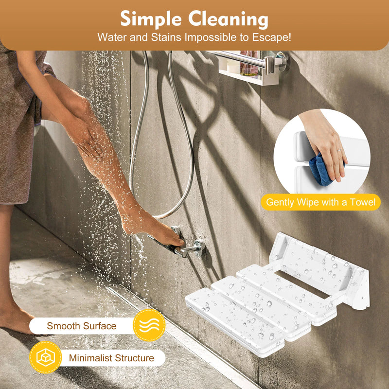 Folding Shower Seat Wall Mounted Secure Folding Shower Bench Space Saving Mounted Shower Seat Luxury Fold Down Shower Seat