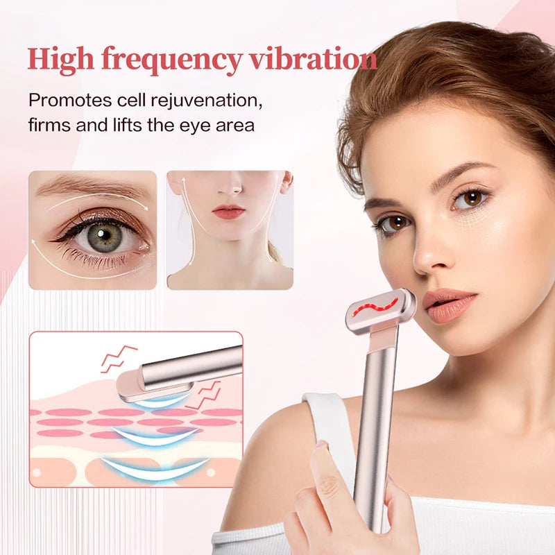 EMS Microcurrent Face Lifting Device Red Light Facial Wand Eye Neck Massager Skin Tightening  Anti Wrinkle Skin Care Beauty Tool