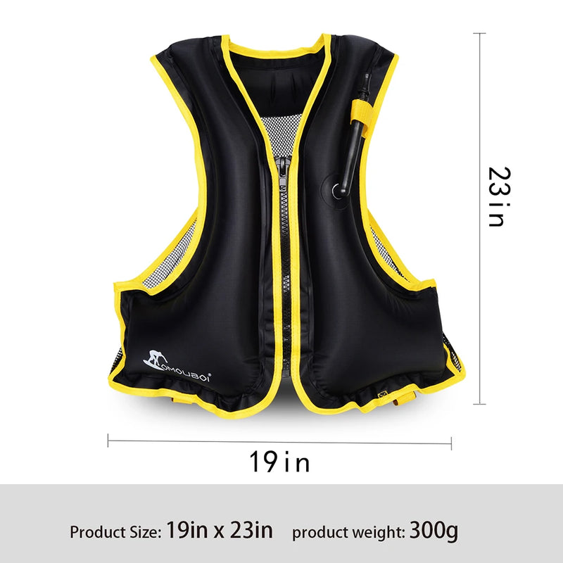 Adult Inflatable Swim Vest Life Jacket for Snorkeling Floating Device Swimming Drifting Surfing Water Sports Life Saving