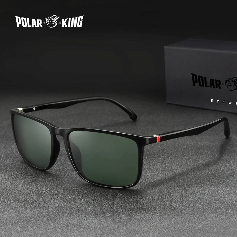 POLARKING Brand Metal Designer Polarized Sunglasses For Driving Men Oculos Square Sun Glasses For Men's Fashion Travel Eyewear