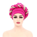 Latest African Auto Geles Headtie Already Made Headties Shinning Sequins Turban Cap for Women Ready Female Head Wraps